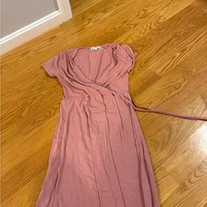 Poof! Dusty Rose Midi Dress